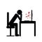 Stressed person at computer pictogram