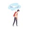 Stressed Sleepy Teenage Guy Dreaming of Sleep Vector Illustration