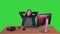 Stressed tired out of work hacker looking at pc monitor on a Green Screen, Chroma Key.