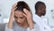 Stressed young wife depressed after fight with biracial husband