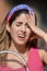 Stressful Athlete Colombian Person With Tennis Racket