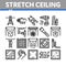 Stretch Ceiling Tile Collection Icons Set Vector