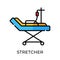 Stretcher icon vector illustration. Hospital Stretcher vector design illustration template isolated on white background. Stretcher