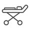 Stretcher line icon, Heath care concept, Medical couch sign on white background, Hospital wheel bed icon in outline