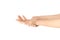 Stretching arms. Healthy workout exercise. Woman hand massage for carpal tunnel syndrome protection. Female finger