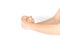 Stretching arms. Healthy workout exercise. Woman hand massage for carpal tunnel syndrome protection. Female finger exercise,