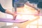 Stretching feet in yoga