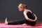 Stretching. Young blonde woman doing yoga exercise