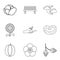 Strict vegan icons set, outline style