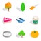 Strict vegetarian icons set, isometric style