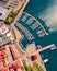 Stright down view from flying drone of Koper port.