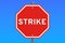 Strike road sign, 3D rendering