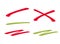 Strikethrough strike marker line set vector or underlined emphasized stressed accent red green handdrawn handwriting pen doodle