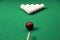 Striking billiard ball with cue