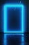 Striking blue neon light rectangular frame on a grunge wall, with ample copy space for text or logo, ideal for tech or