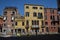 Striking Colorful Buildings In The Sotoportego Del Diamante In Venice. Travel, holidays, architecture. March 28, 2015. Venice,