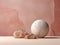 Striking Contrast: The Mysterious Gray Rock Perched on a Pink 3D Wall