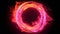 Striking contrast between pink neon circle and burning fire