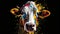 Striking image of a cow in vibrant paint. Beautiful illustration picture. Generative AI