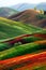 Striking landscape of hills with strong shifted colors - AI Generated