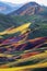 Striking landscape of hills with strong shifted colors - AI Generated