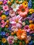 A striking lilies and gerbera surrounded by diverse colorful wildflowers