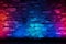 Striking Neon blue red brick wall structure. Generate AI