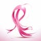 Striking pink ribbon on offwhite background