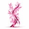 Striking pink ribbon on vibrant white background