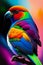 A Striking Portrait of a Colorful Bird - Background Desktop Landscape. Generated AI