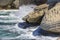 Striking rock formations at the entrance to the Rosh Hanikra Grottoe