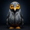 Striking Symmetrical Metallic Owl: 3d Render Of Adorable Toy Sculpture