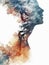 A striking watercolor blending the silhouette of a female profile with elements of nature, symbolizing growth and vitality
