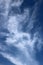 Striking wispy white clouds against a blue sky