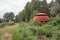 Strikingly colored bird-watching hut in a Dutch nature reserve