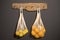 String bags with citrus fruits