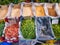 String Beans, Lentil and Grain Products at Market Stall, Greece