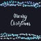 String blue garland and lettering isolated on black background. Vector illustration of merry Christmas, New Year party decoration