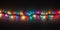 A string of colorful Christmas lights forming a border around your text.