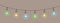 string of outdoor lights, colorful lignt bulb garland, black line isolated vector decoration, holiday lamps for wedding