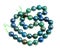 String from polished azurite with malachite balls