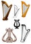 Stringed musical instruments icons set