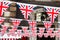 Strings of Union Jack bunts festive decoration in London England