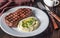 Strip steak with celery puree