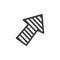 Striped arrow pointing way doodle, pointer forward