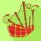 Striped bagpipes icon, flat style