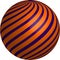 Striped ball. Diagonal swirls on sphere surface.