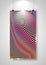 Striped banner display with clip hanging on wall. Advertising template mockup stand exhibit. Psychedelic lines, Optical Art