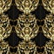 Striped Baroque seamless pattern. Vector black floral background