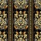 Striped Baroque seamless pattern. Vector floral background wallpaper with gold 3d vertical stripes, borders, damask